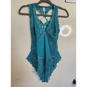 NWT ANTHROPOLOGIE X‎ CLO INTIMO Size XL Lace Bodysuit in Teal Coachella Festival